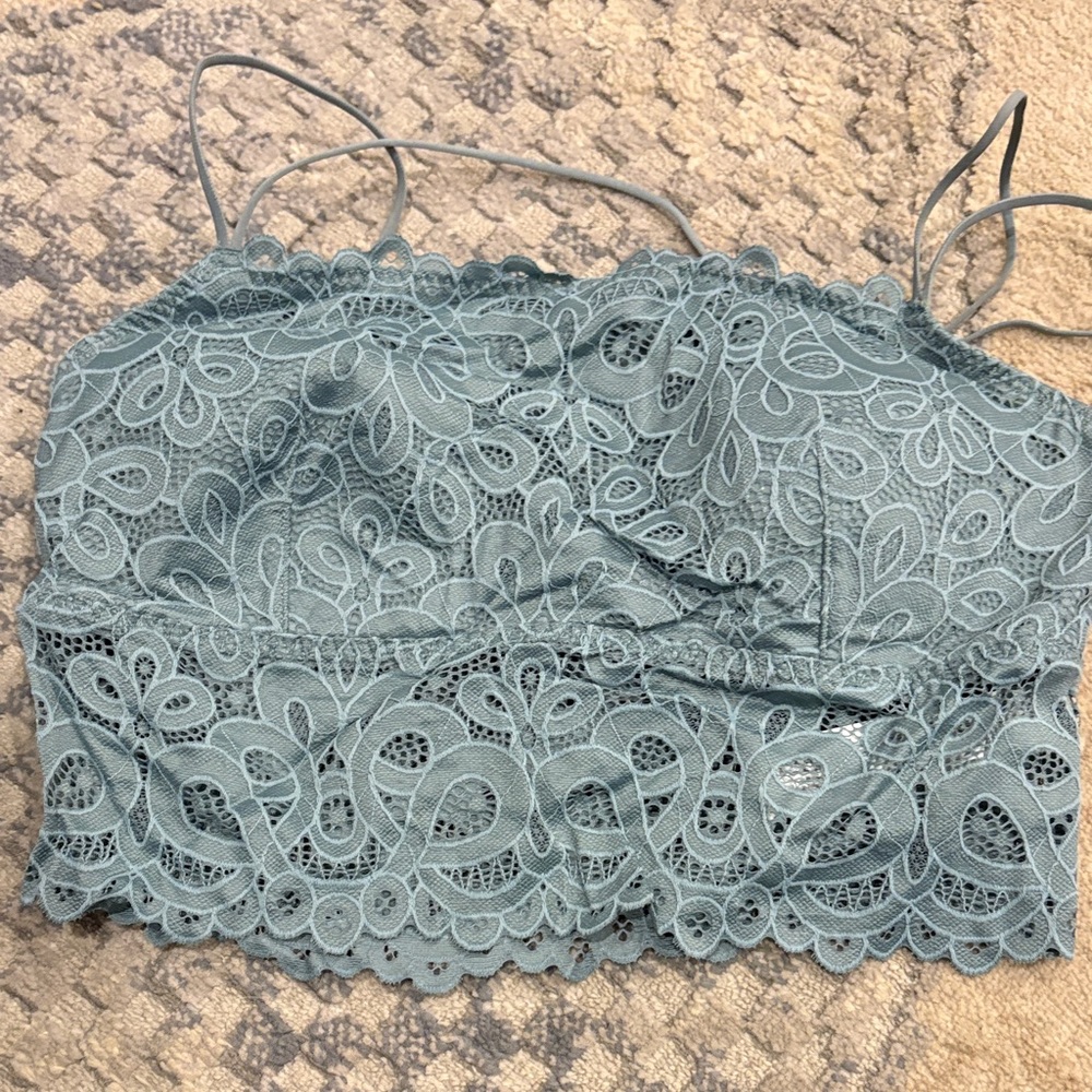 Gilly Hicks Teal Lace Crop Top
